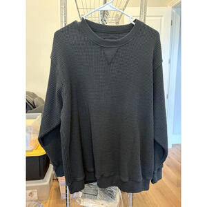Aerie Waffle Knit Pullover Sweater size M in black
